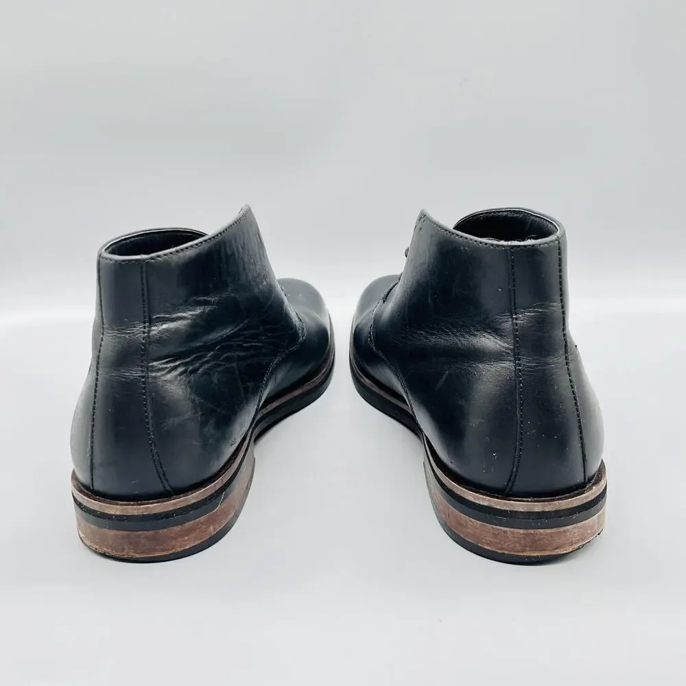 Saks Fifth Avenue Boots Men 10.5 Black Leather Chukka Ankle Lace Up Bootie Shoes